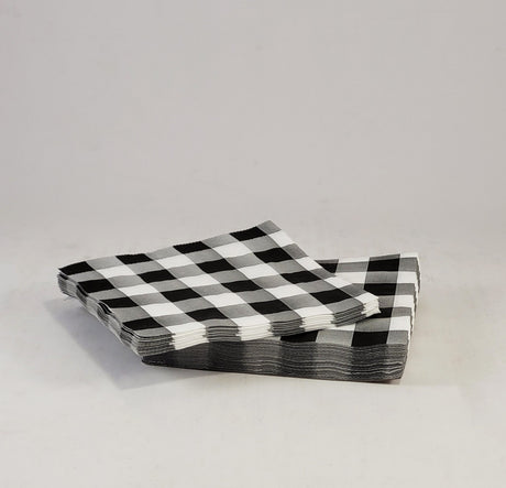 Servetele 25 x 25 cm model carouri negru si alb Mank, (250buc/set)