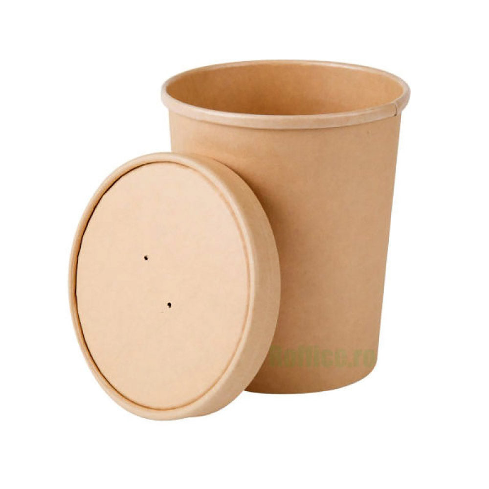 Bol pentru supă, 500cc, din carton, cu capac, (25 buc/set)