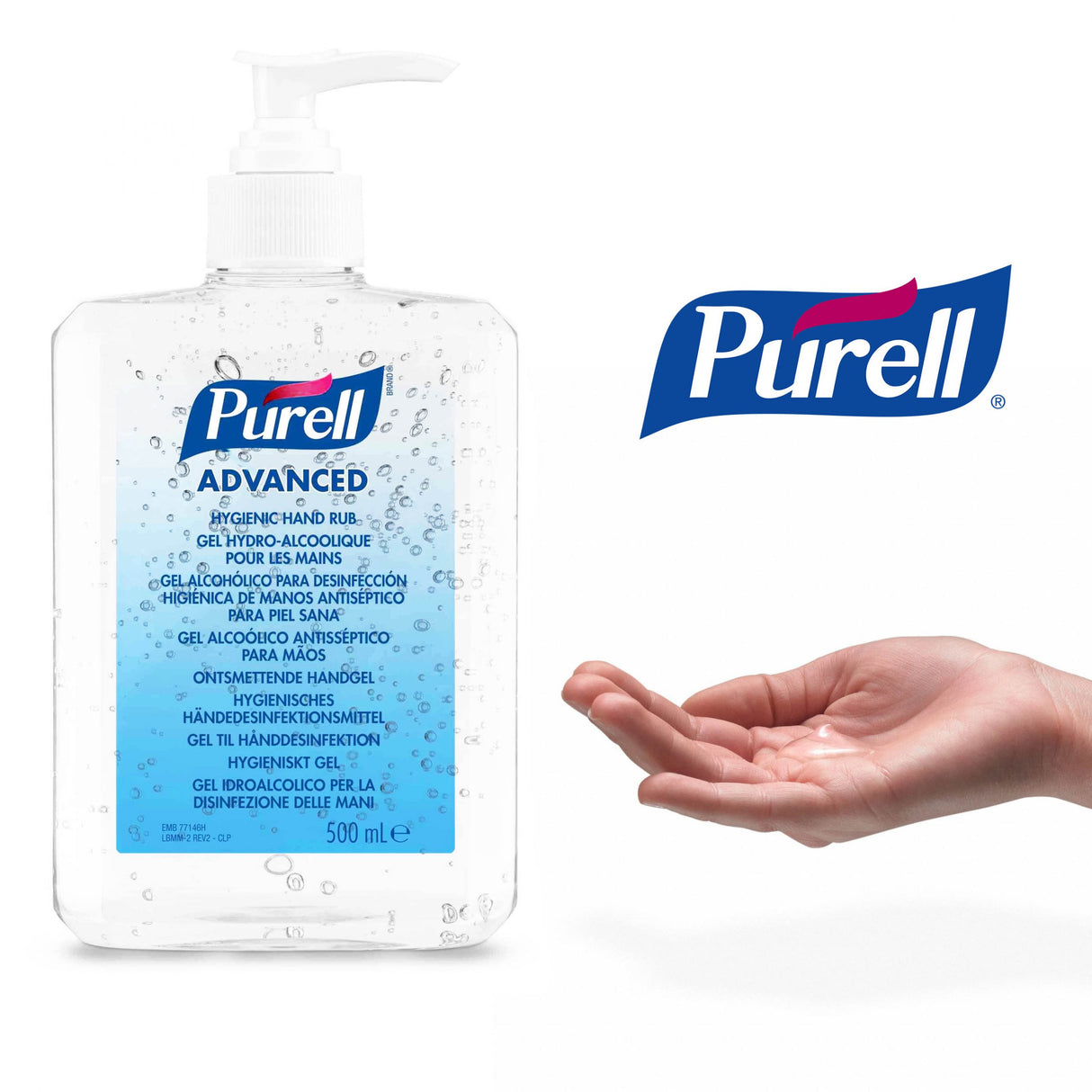 Gel antibacterian dezinfectant PURELL 500ml, avizat, cu pompita, igienizant pentru maini