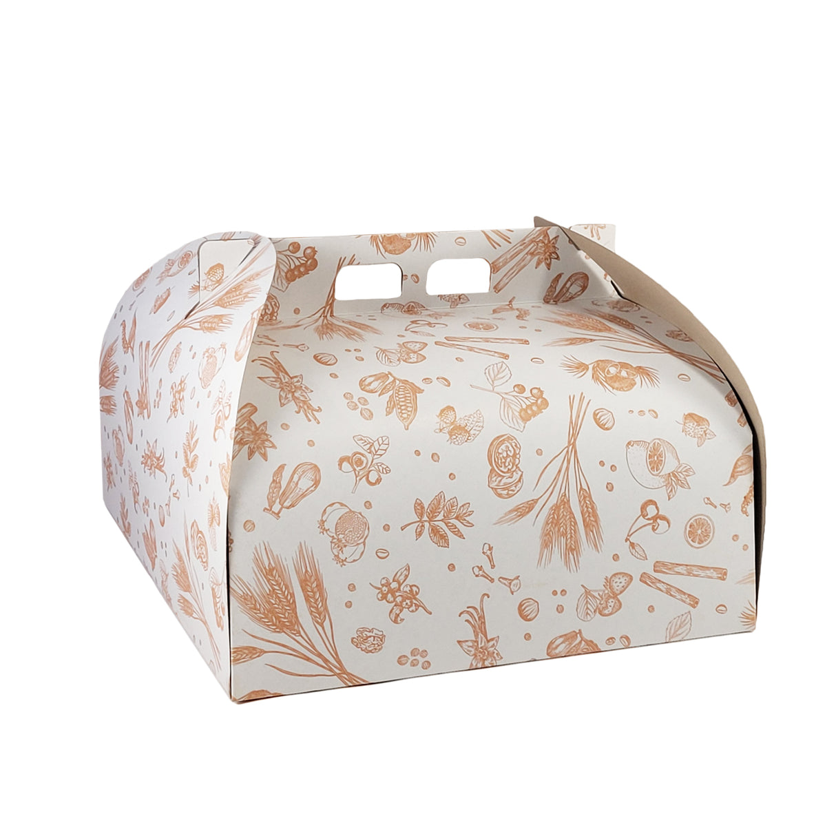 Cutie pentru tort, alb cu imprimeu floral 27x27cm