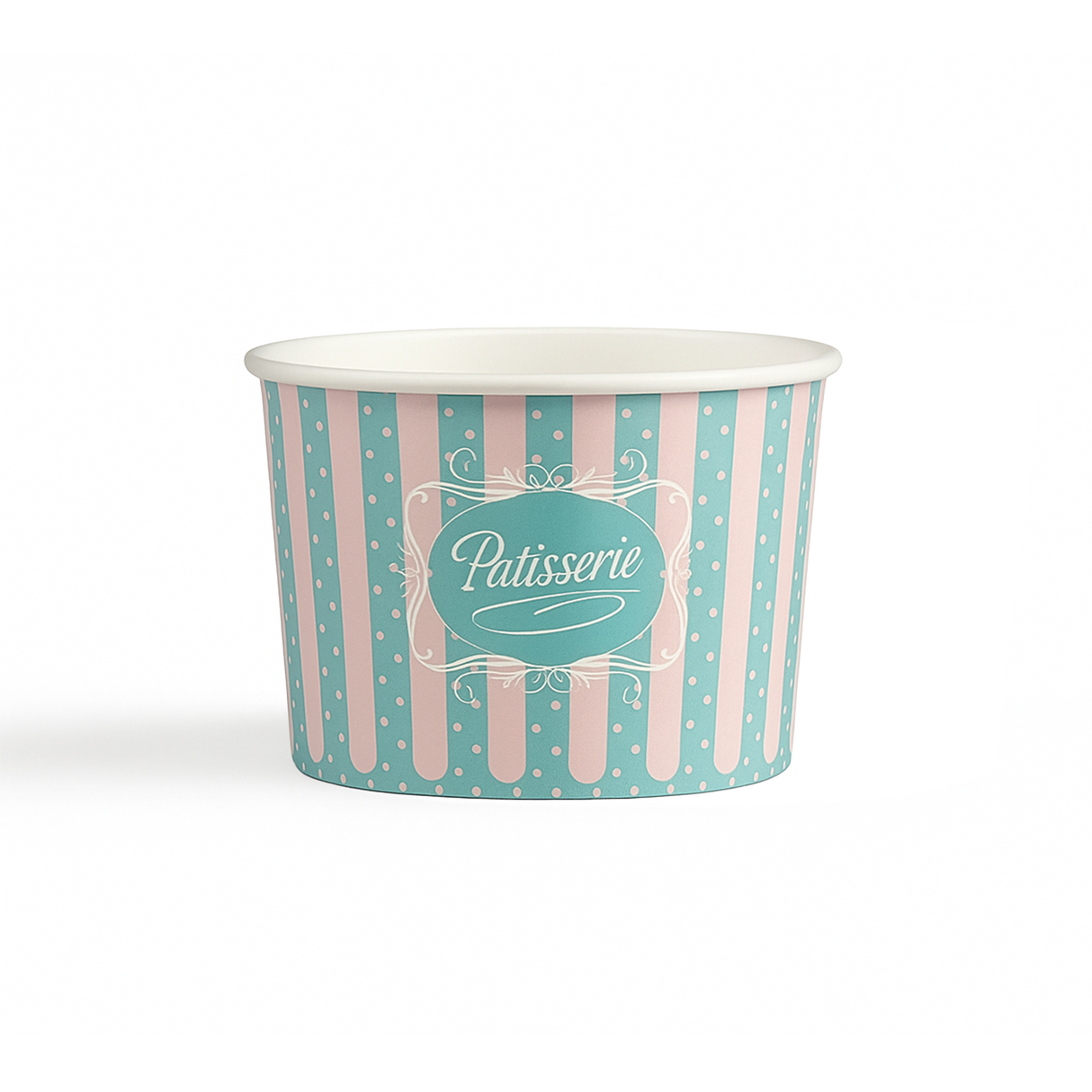 Cupă de înghețată din carton, design gelaterie, 340ml, ø9 x 6,5 cm (50 buc/set)