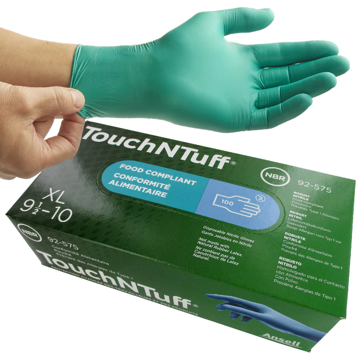 Manusi super rezistente, lungi, nitril, turcoaz, marimea XL, TOUCHnTUFF ANSELL, nepudrate, de unica folosinta, (100buc/set)
