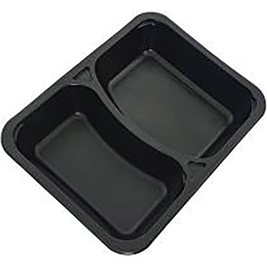 Caserolă pentru catering, termosudabilă, 2 compartimente, PP negru, 20.5x24x4 cm, (50buc/set)