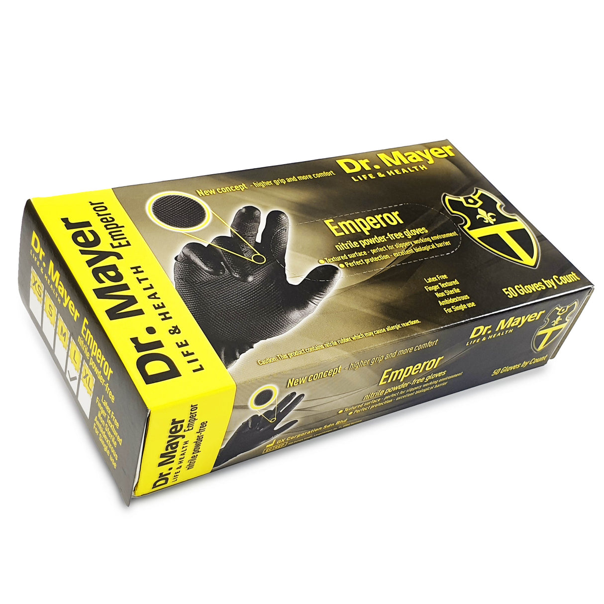 Manusi extrem de rezistente, din nitril, texturate, nepudrate, EMPEROR DR MAYER marimea L de unica folosinta, (50buc/set)