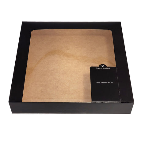 Cutie pentru prăjituri, NOIRE, cu capac atașat, margini negre, 28x28x5cm