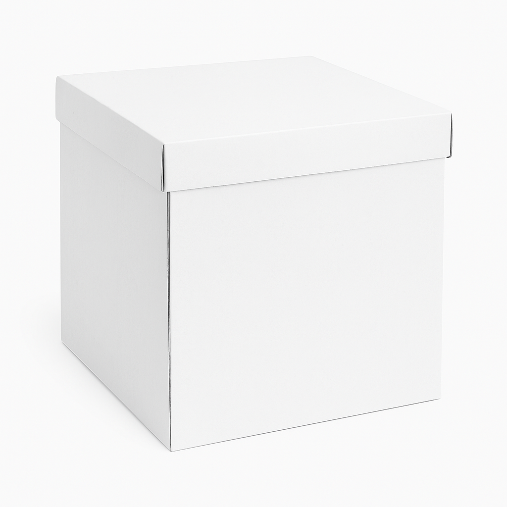 Cutie din carton pentru transportul tortului, cu capac separat, alb