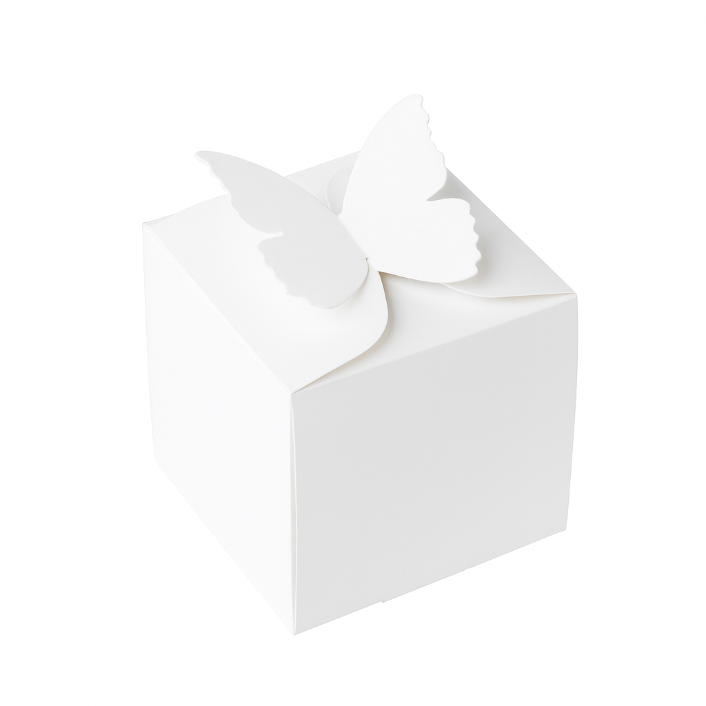 Cutie pentru prăjitură din carton, design fluturaș 7,5 x 7,5 x 7,5 cm