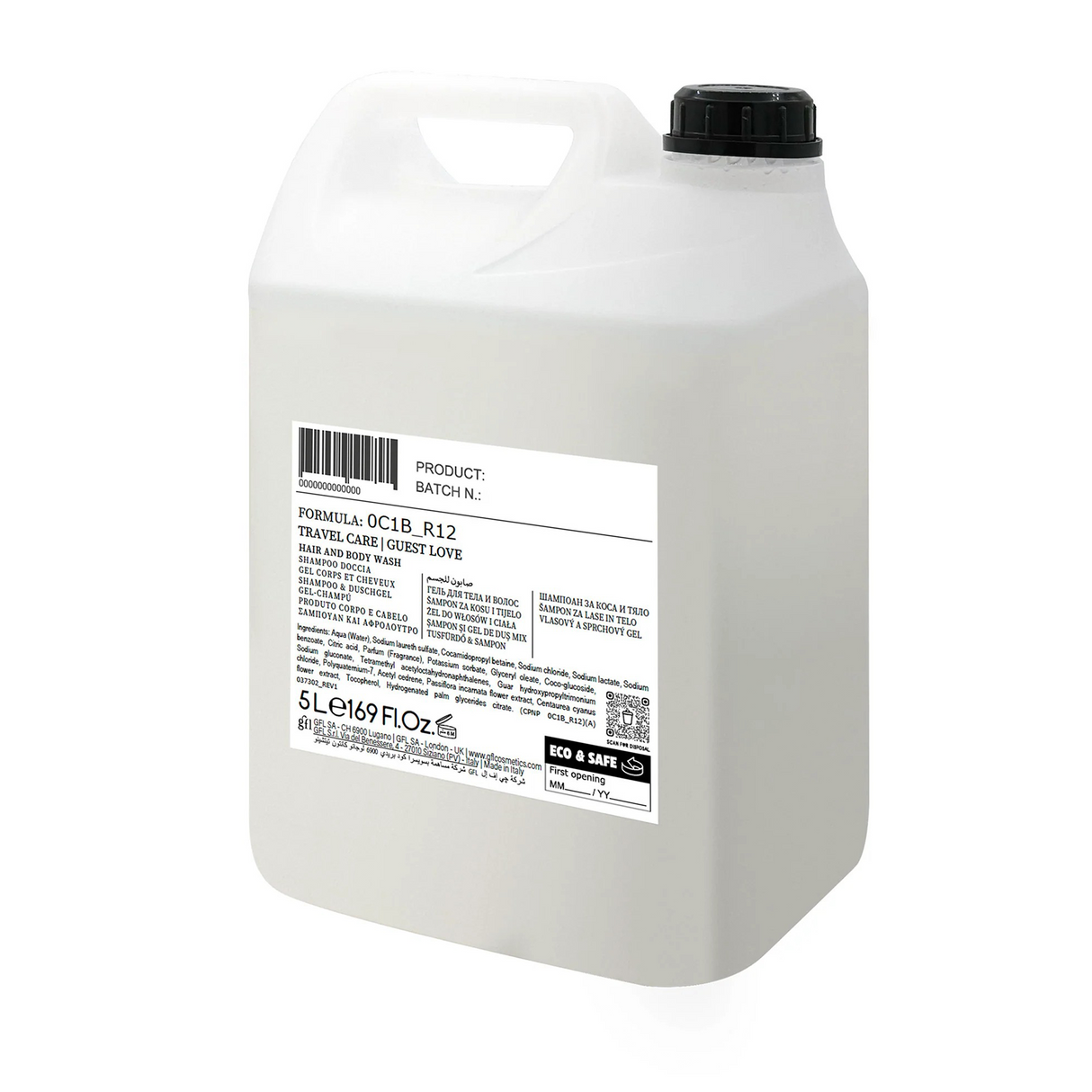 Șampon și gel de duș 2în1, cu albăstrele și floarea pasiunii, Travel Care & Guest Love, 5L