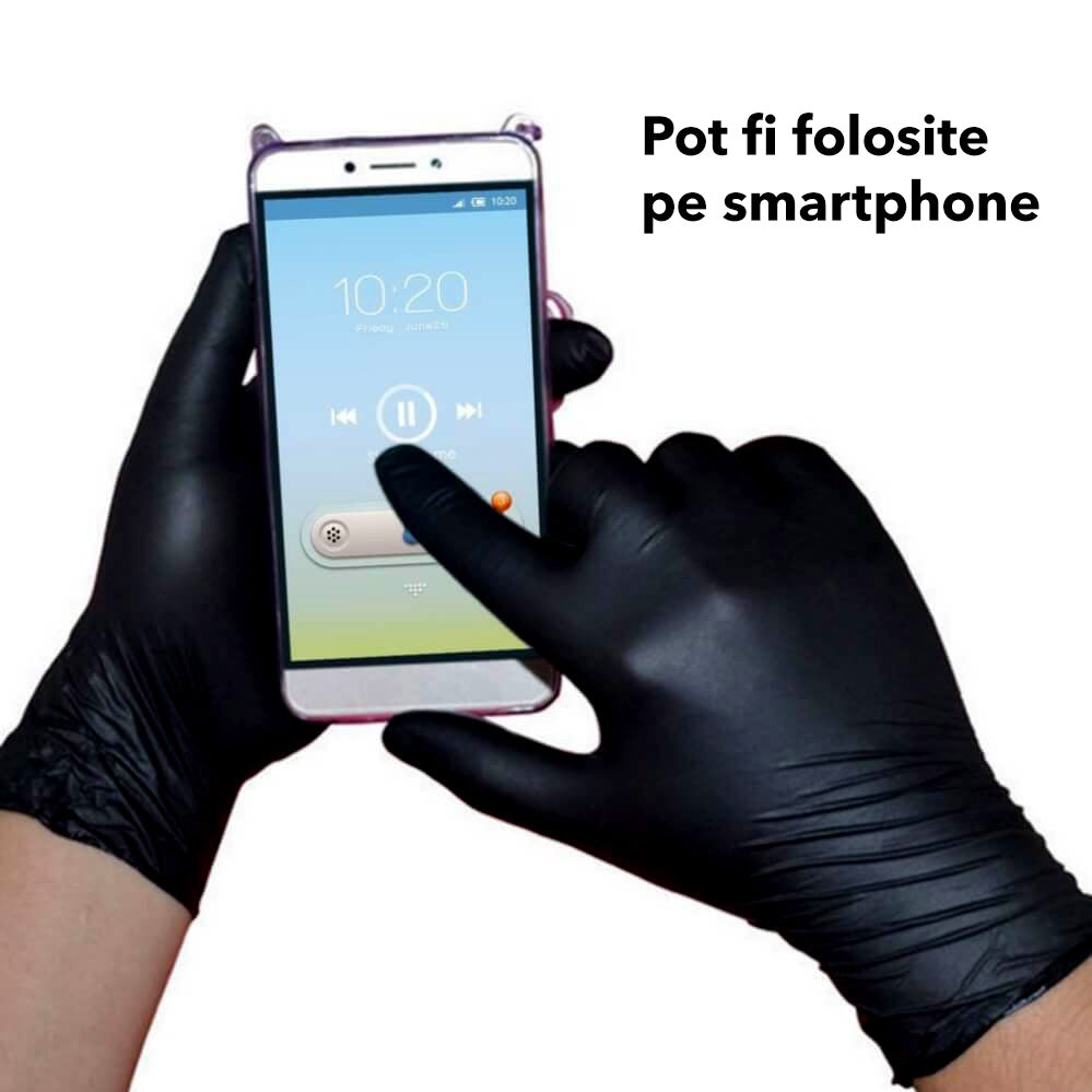 Manusi nitril negre rezistente fara pudra ,marime XL Black SOFT DR. MAYER Cutie manusi de unica folosinta, (100buc/cut)