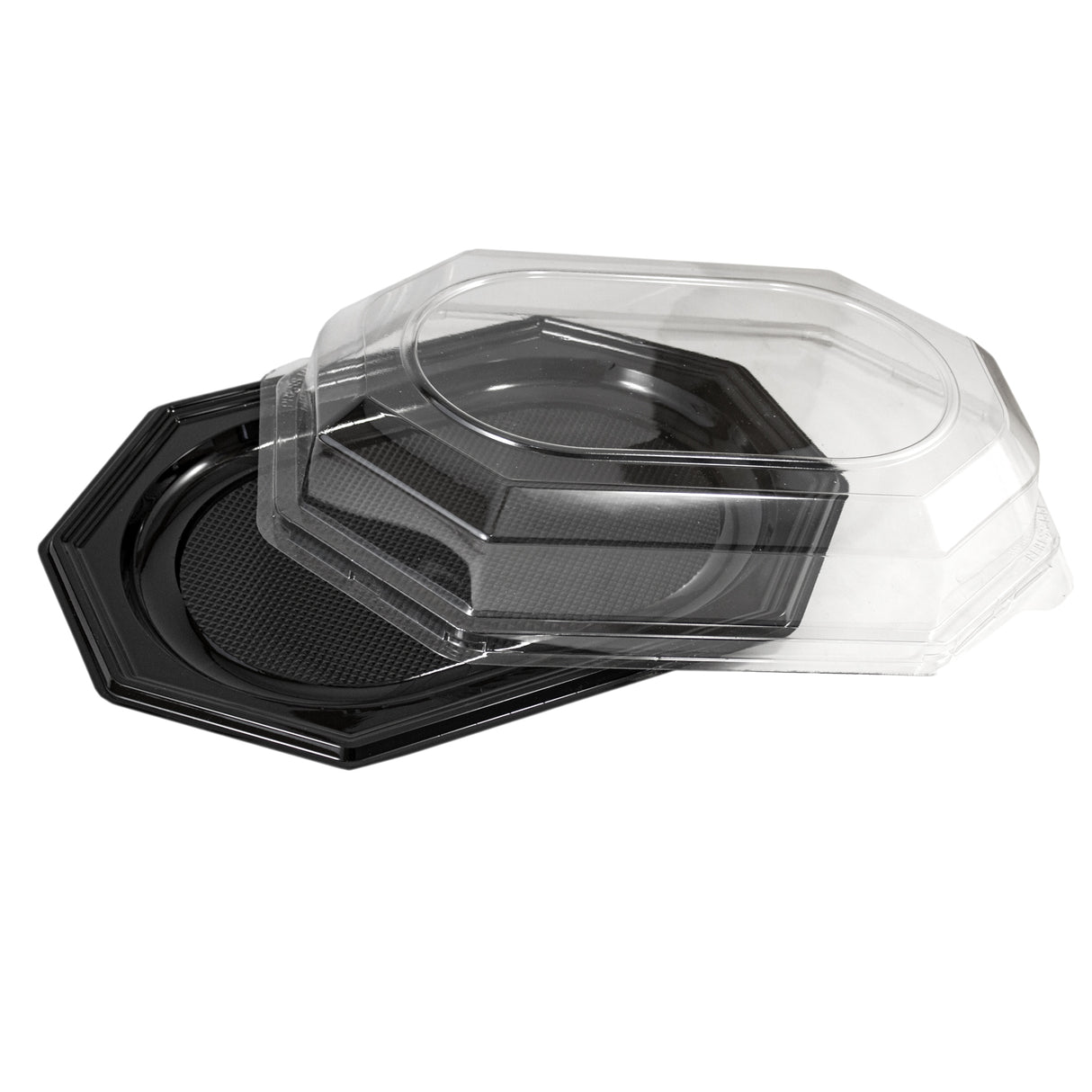 Platou pentru aperitiv, oval, negru, cu capac transparent, 34x25 cm, 10 bucăți/ set