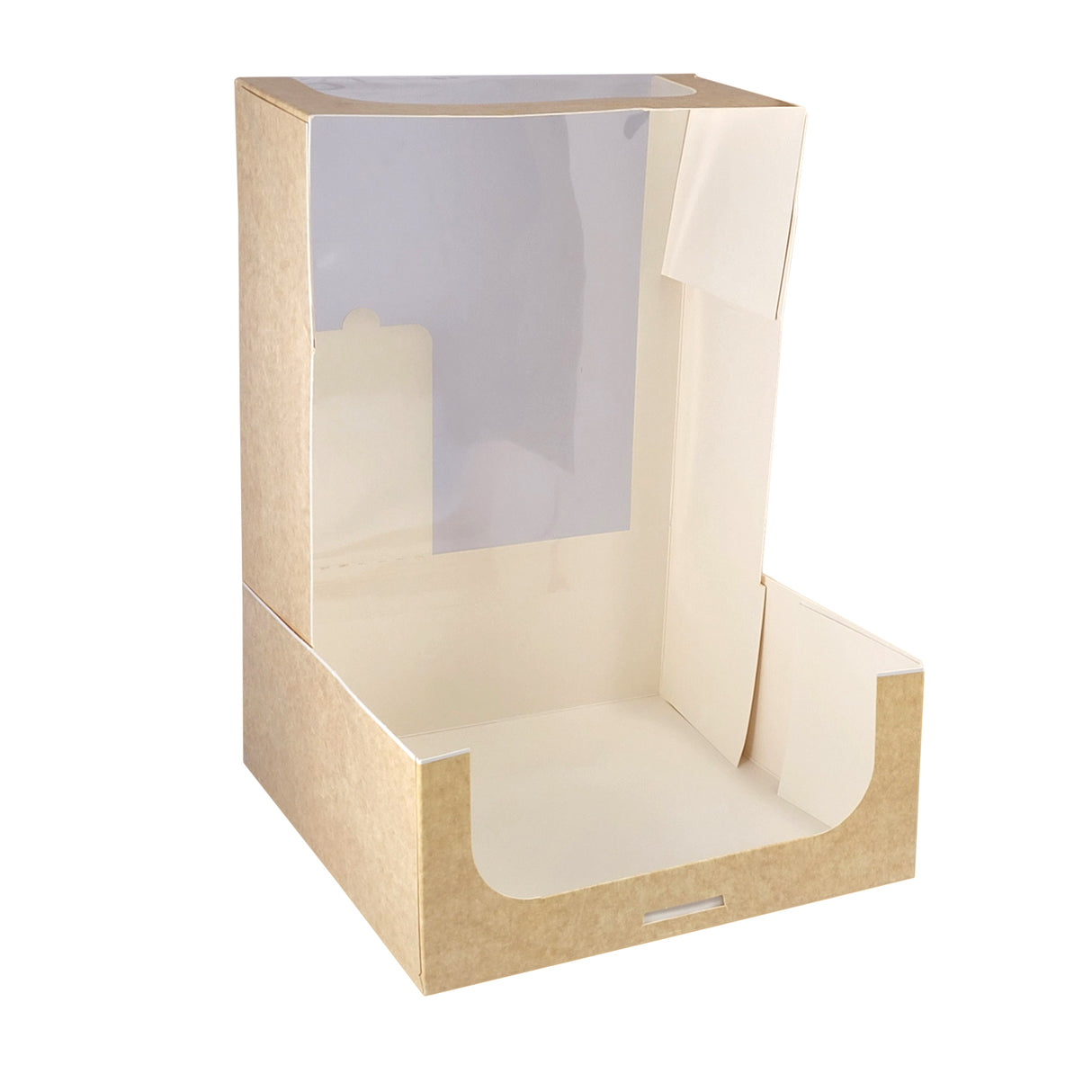 Cutie pentru prăjituri, Kraft Natural, cu fereastră, 24x24x10cm