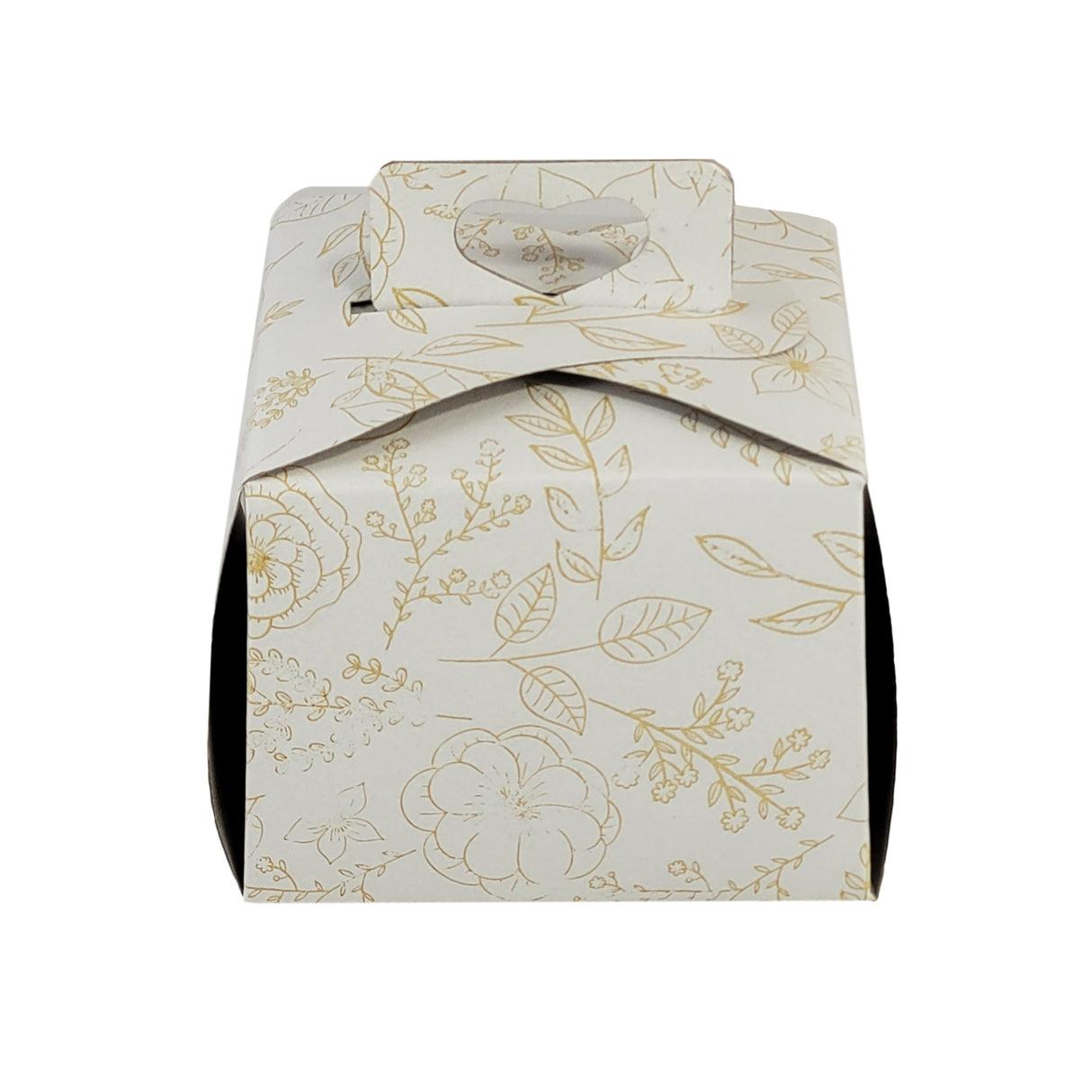 Cutie pentru prăjituri, alb cu flori aurii, 12x12x12.5cm