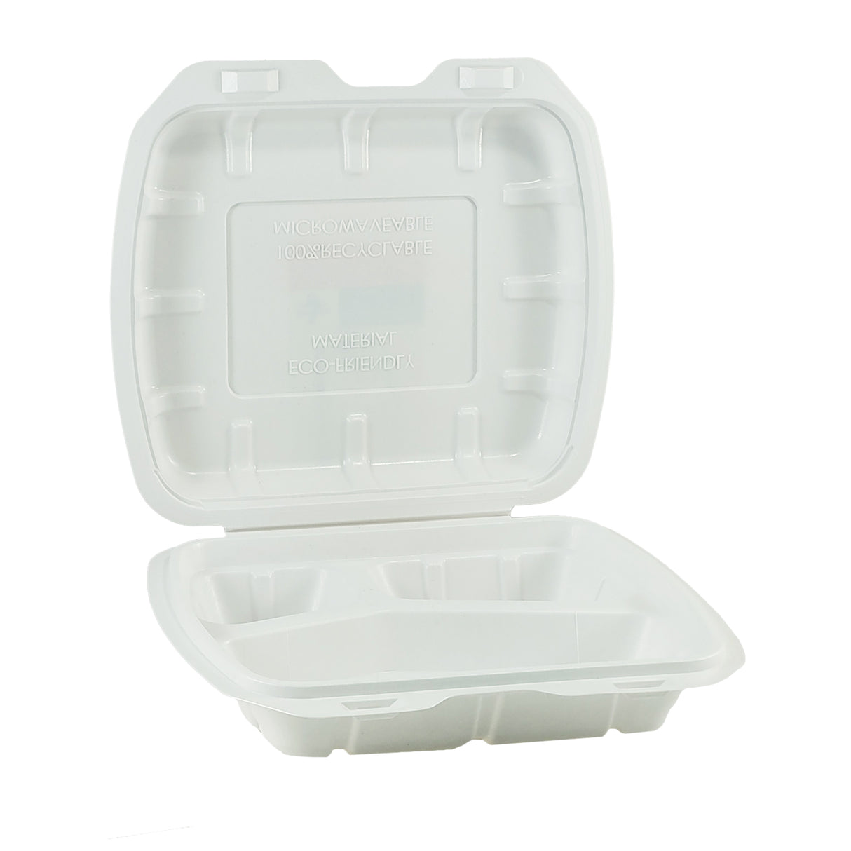 Caserolă pentru catering, cu capac atașat, polipropilenă, 3 compartimente, 22x19 cm, (100 buc/set)