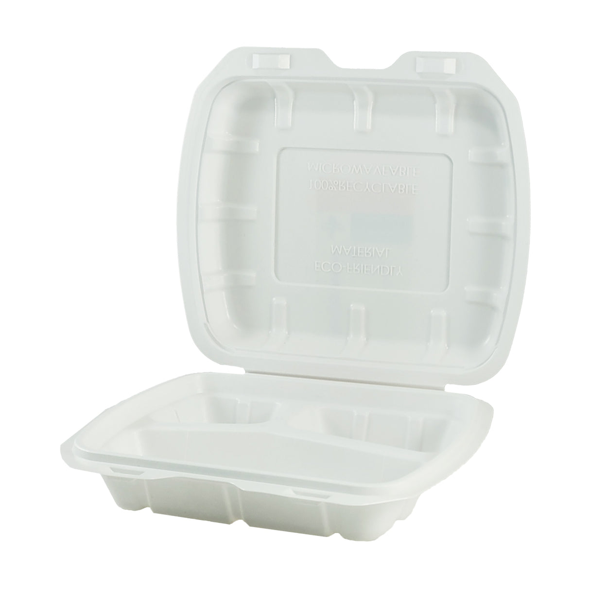 Caserolă pentru catering, cu capac atașat, polipropilenă, 3 compartimente, 22x19 cm, (100 buc/set)