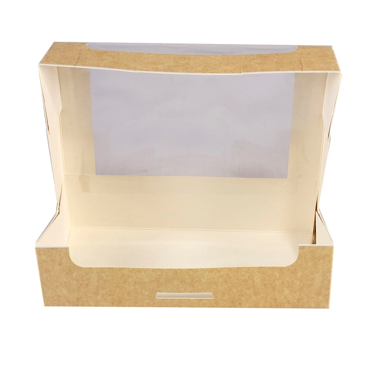 Cutie pentru prajituri, kraft, cu fereastra transparenta, 20x10.5x5cm