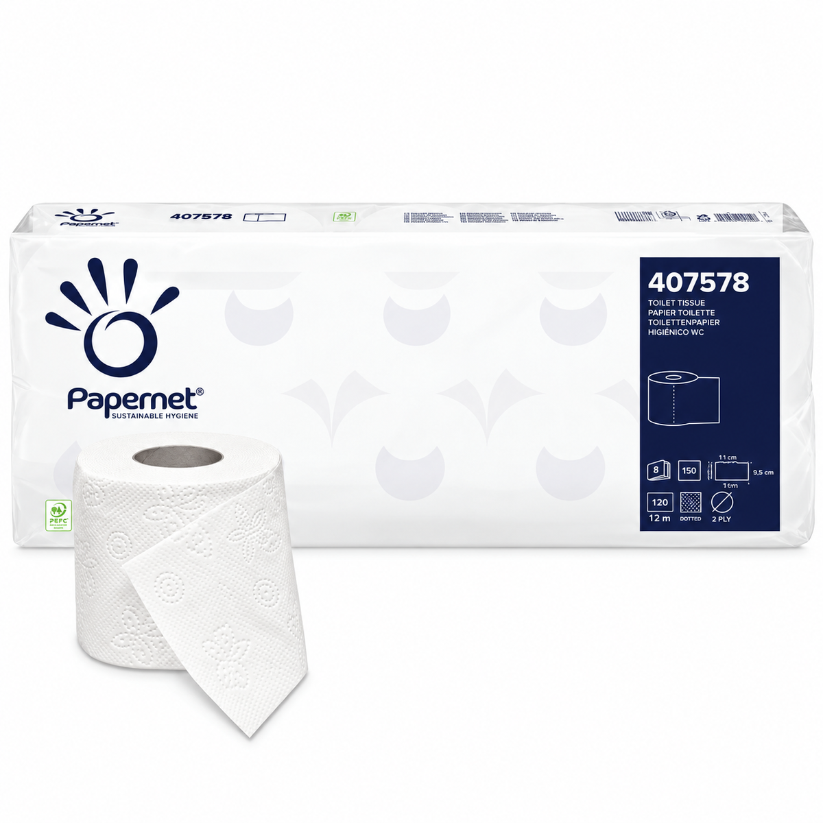 Hârtie igienică 3 straturi, 120 foi, 15 m, set 10 role Papernet