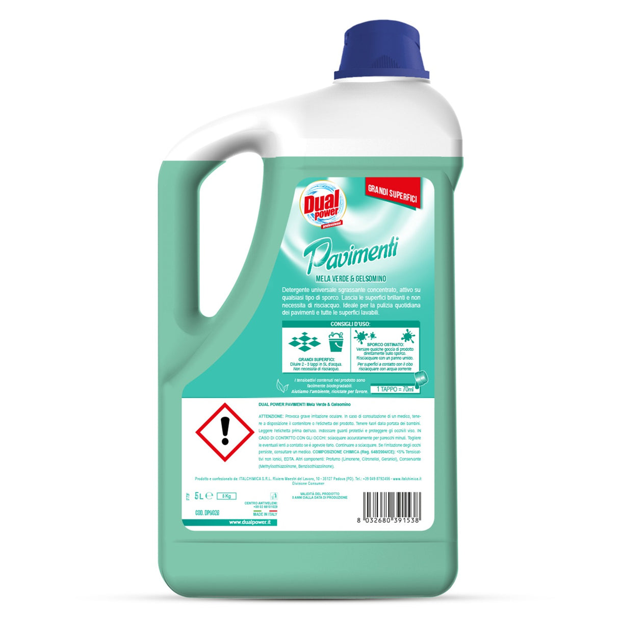 Detergent pentru pardoseli, mar verde si iasomie, Dual Power, 5 L
