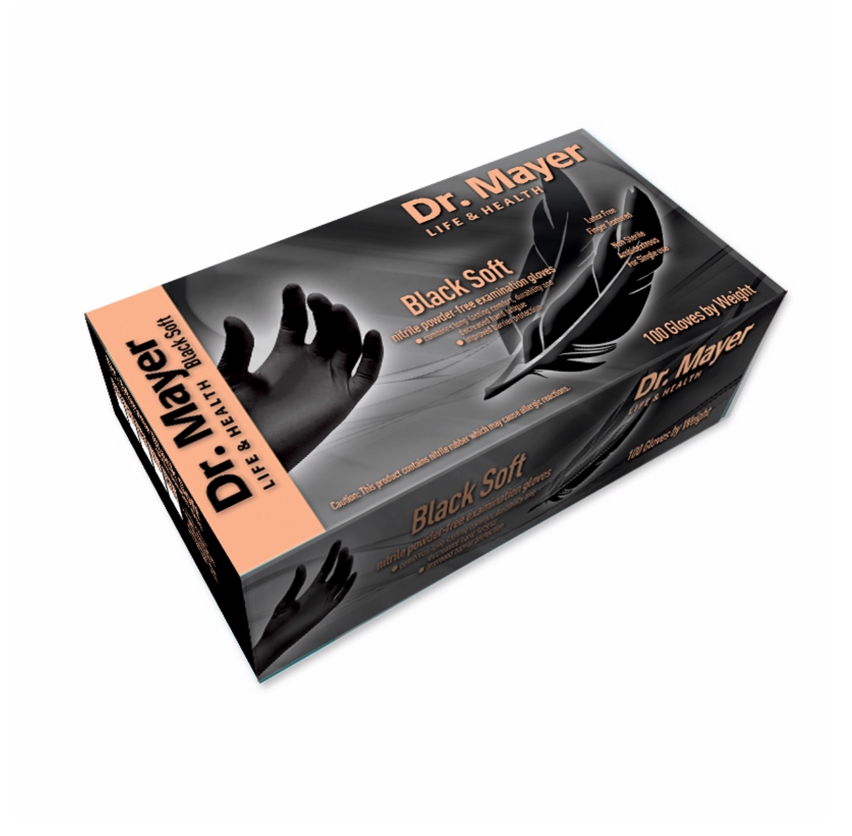 Manusi nitril negre rezistente fara pudra ,marime L Black SOFT DR. MAYER Cutie manusi de unica folosinta, (100buc/cut)