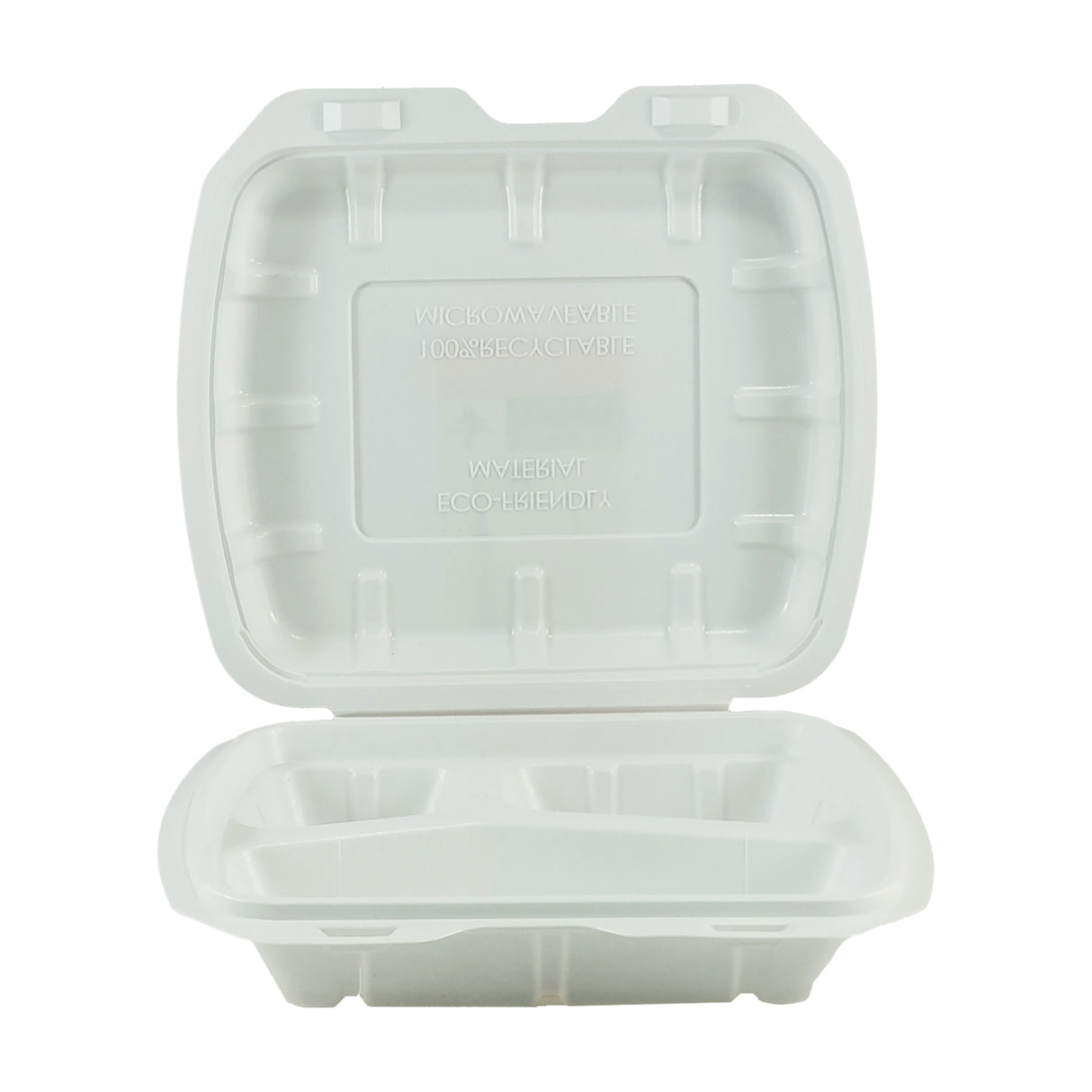 Caserolă pentru catering, cu capac atașat, polipropilenă, 3 compartimente, 22x19 cm, (100 buc/set)