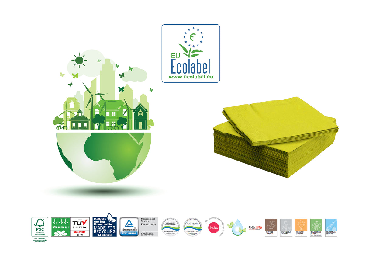 Servetele MANK Tissue galben, 40x40 cm, impaturite in 4, (100buc/set)