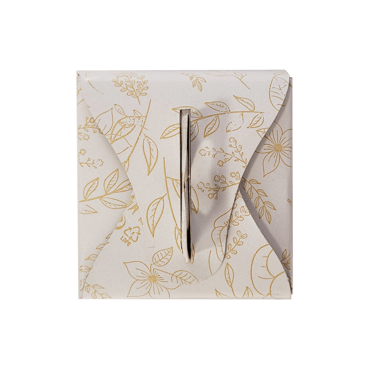 Cutie pentru prăjituri, alb cu flori aurii, 12x12x12.5cm