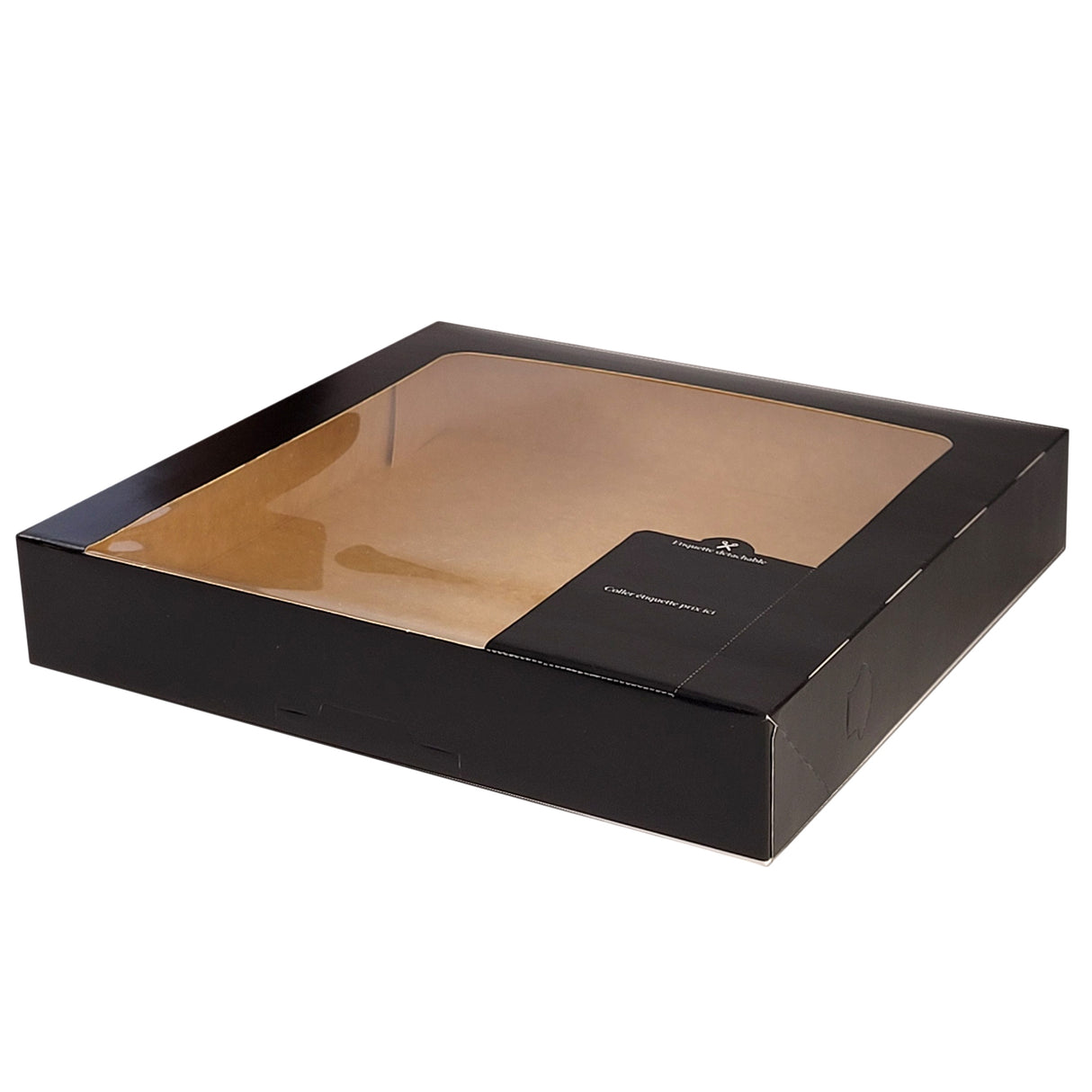 Cutie pentru prăjituri, NOIRE, cu capac atașat, margini negre, 28x28x5cm