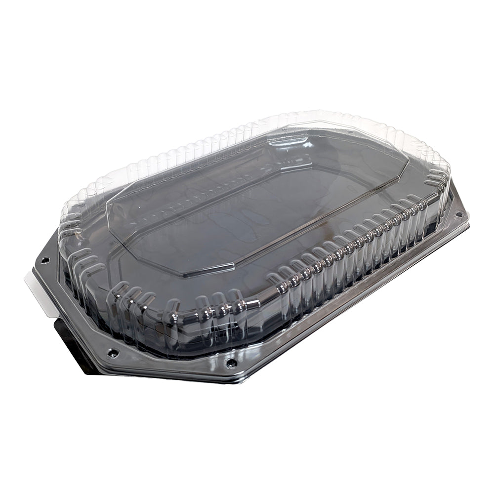 Platou pentru aperitiv, oval, negru, cu capac transparent, 43x28x6,5cm
