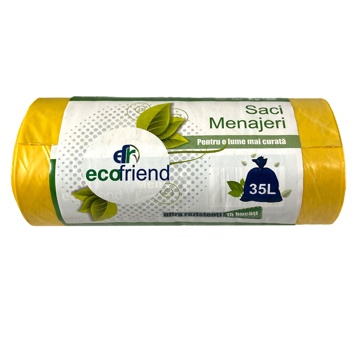 Saci menajeri, galben, EcoFriend, 35 L, (15buc/rolă)