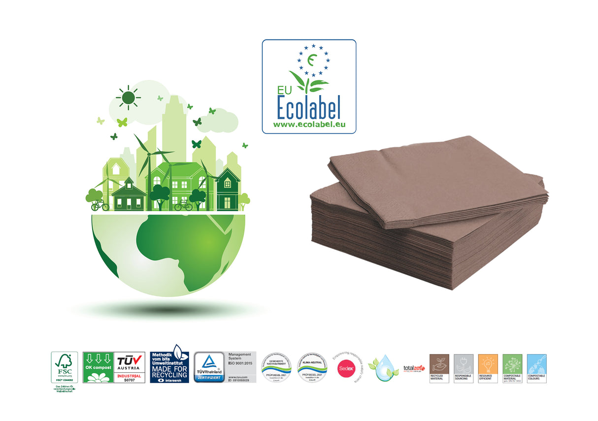 Servetele MANK maro, 40x40 cm, impaturite in 8 pliuri, (100buc/set)