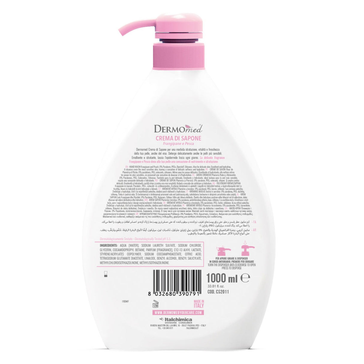 Sapun lichid, piersica, Dermomed, 1 L