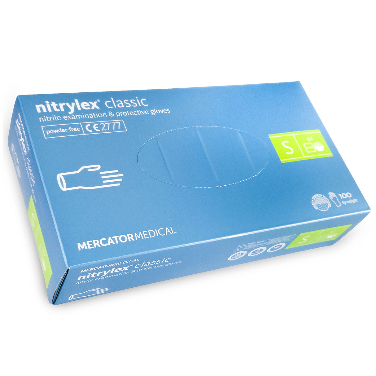 Manusi nitril albastre, nepudrate, NITRYLEX S, medicale, pentru examinare, de unica folosinta, (100buc/set)