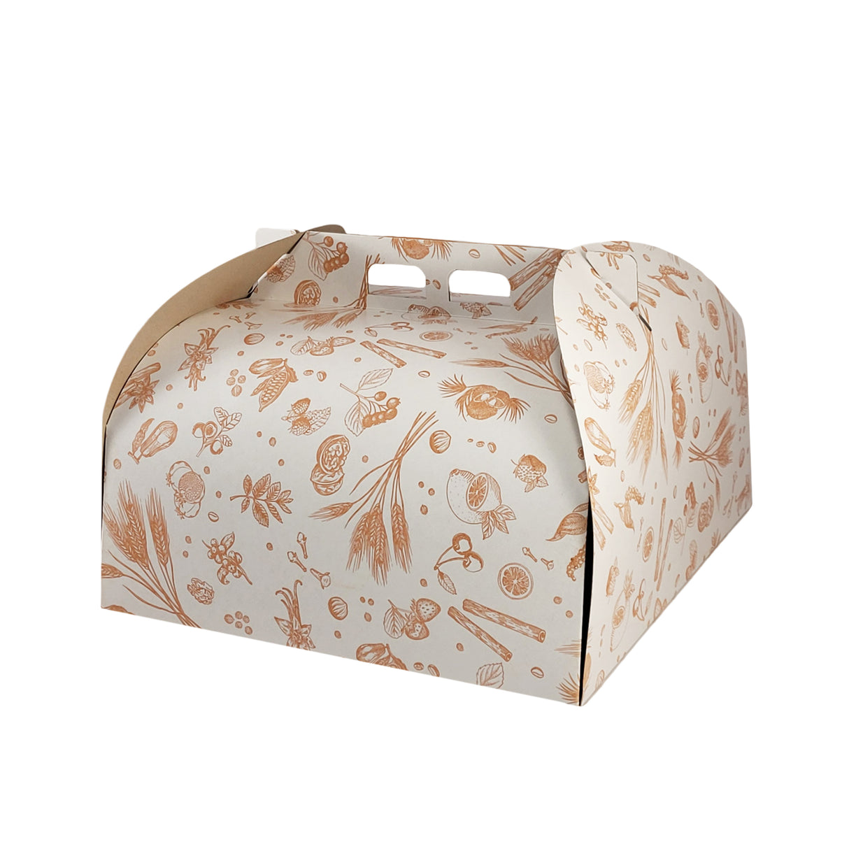 Cutie pentru tort, alb cu imprimeu floral 27x27cm