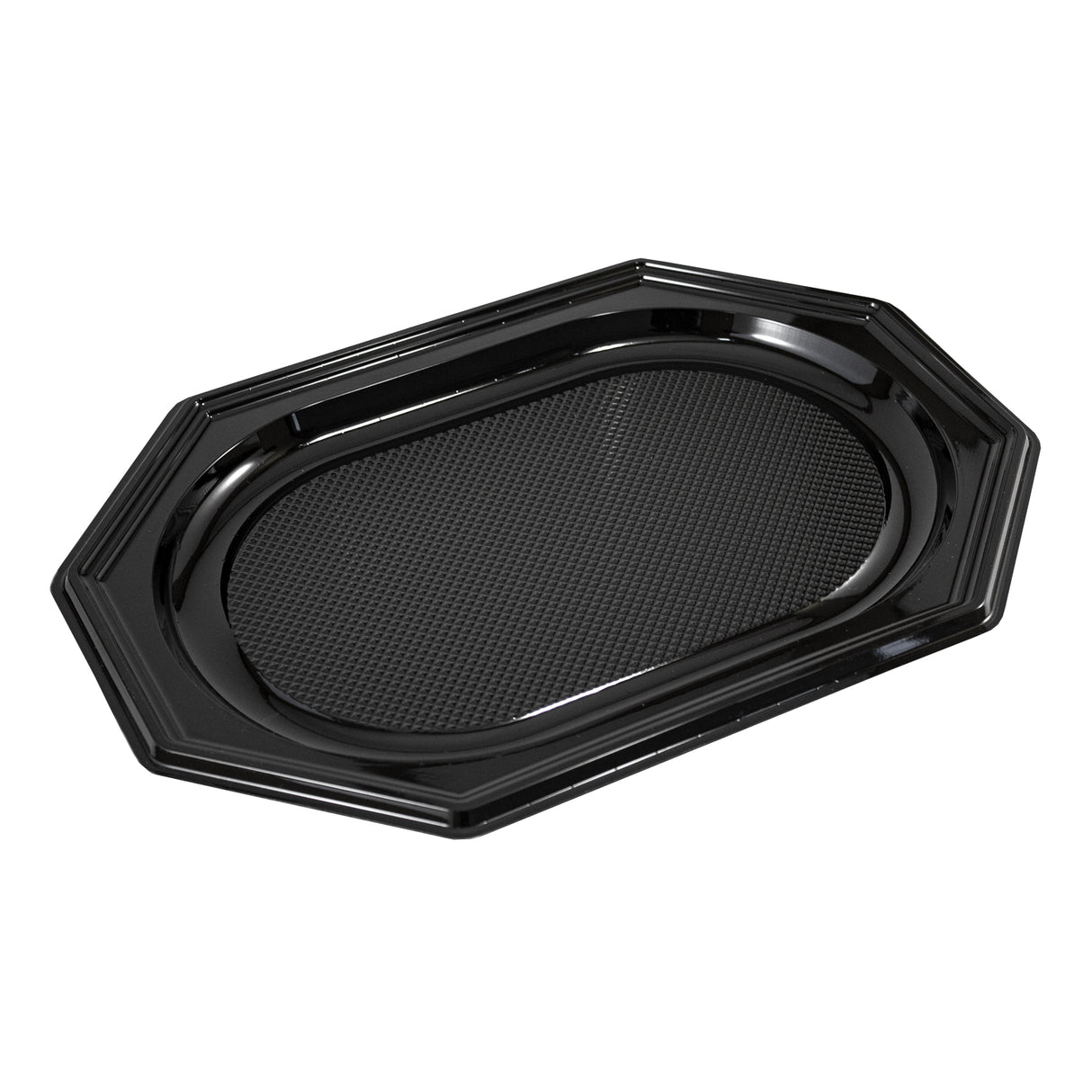 Platou pentru aperitiv, oval, negru, cu capac transparent, 34x25 cm, 10 bucăți/ set