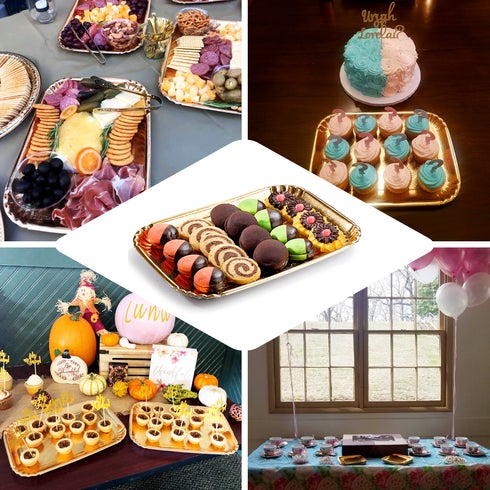 Tăviță pentru prăjituri, din carton, T4, auriu, 17x13cm, (100buc/set)