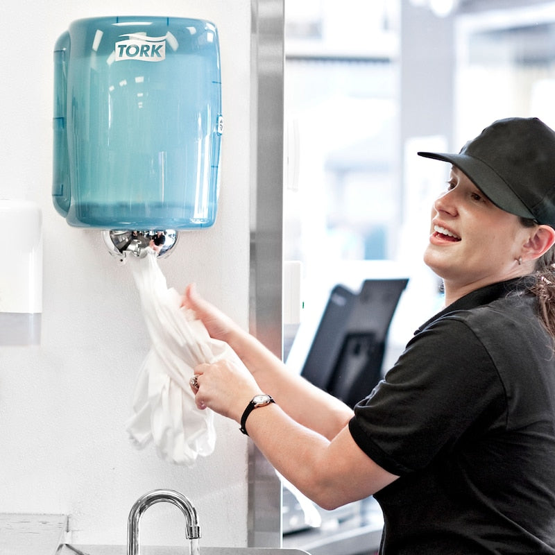 Tork Dozator cu Derulare Centrală Alb și Turcoaz W2