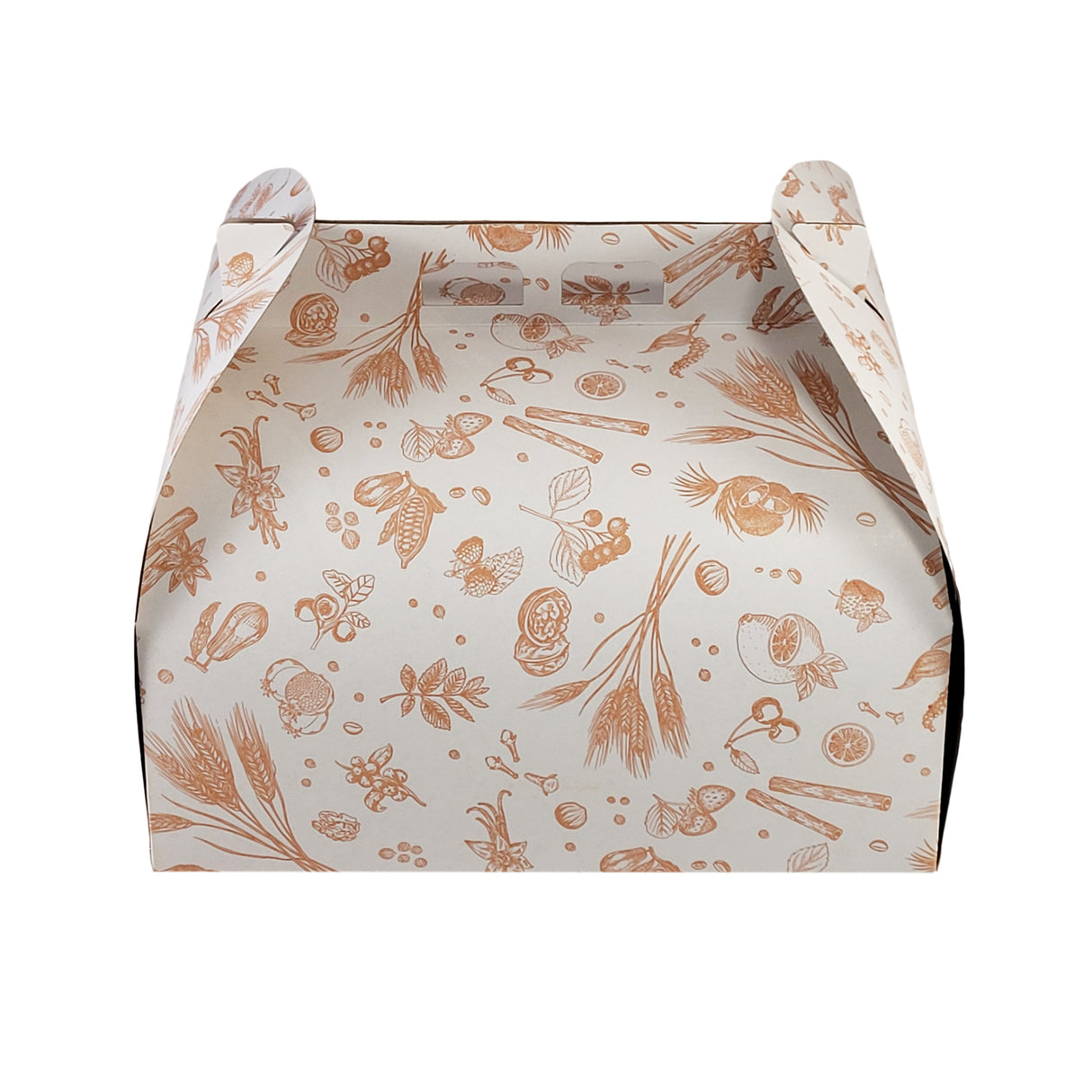 Cutie pentru tort, alb cu imprimeu floral 27x27cm