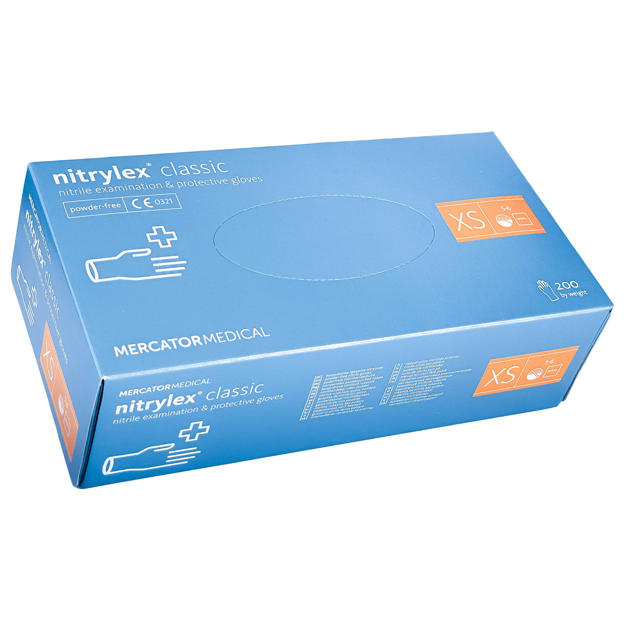 Manusi nitril albastre, nepudrate, NITRYLEX XS, medicale, pentru examinare, de unica folosinta, (200buc/set)