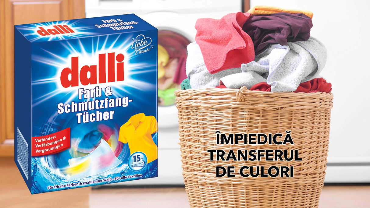 Servetele ce capteaza culorile Color Catcher DalIi pentru masina de spalat rufe, absorbant de pigment si murdarie, (15buc/set)