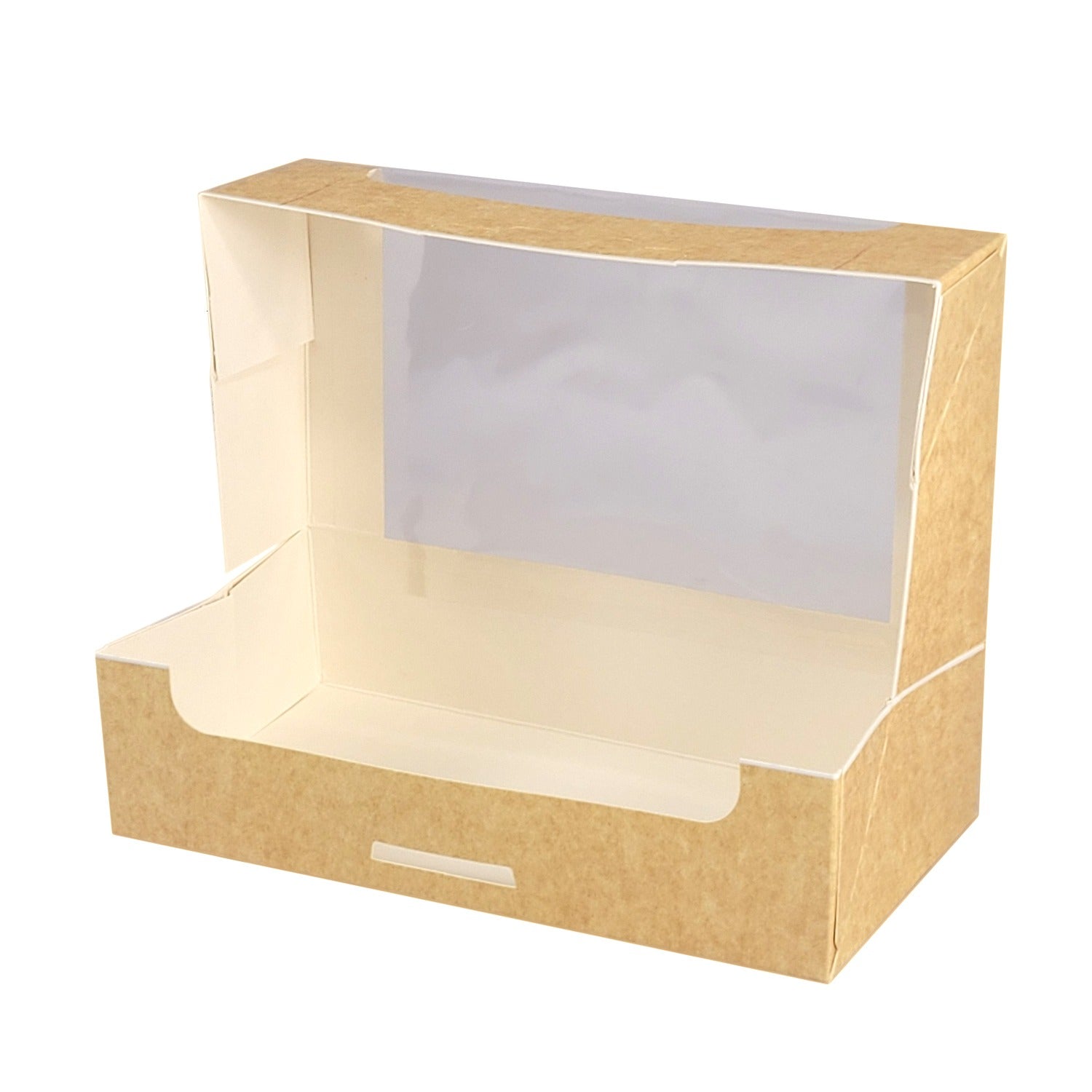 Cutie pentru prajituri, kraft, cu fereastra transparenta, 20x10.5x5cm