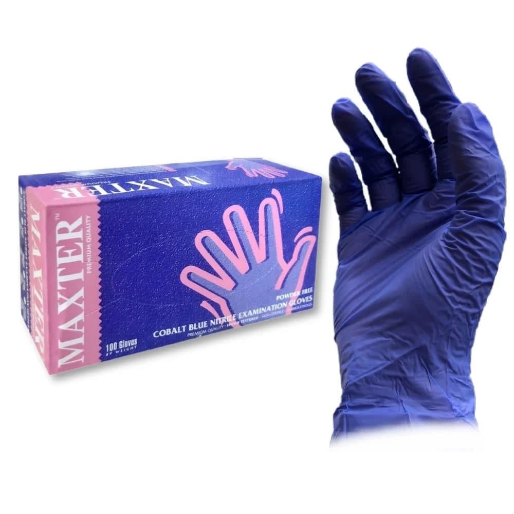 Manusi din nitril, albastre, marca Maxter Premium Quality, marimea L, (100buc/set)
