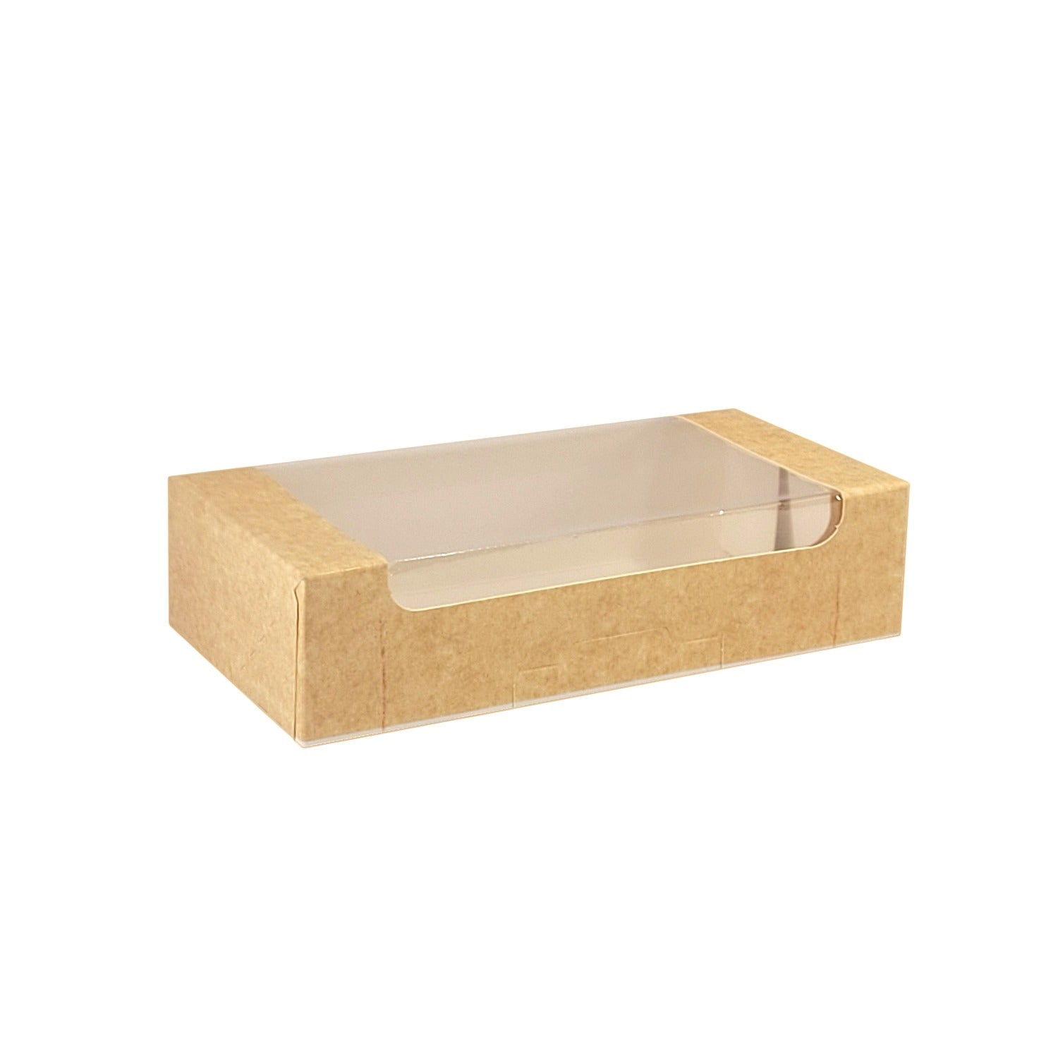 Cutie pentru prajituri, kraft, cu fereastra transparenta, 20x10.5x5cm