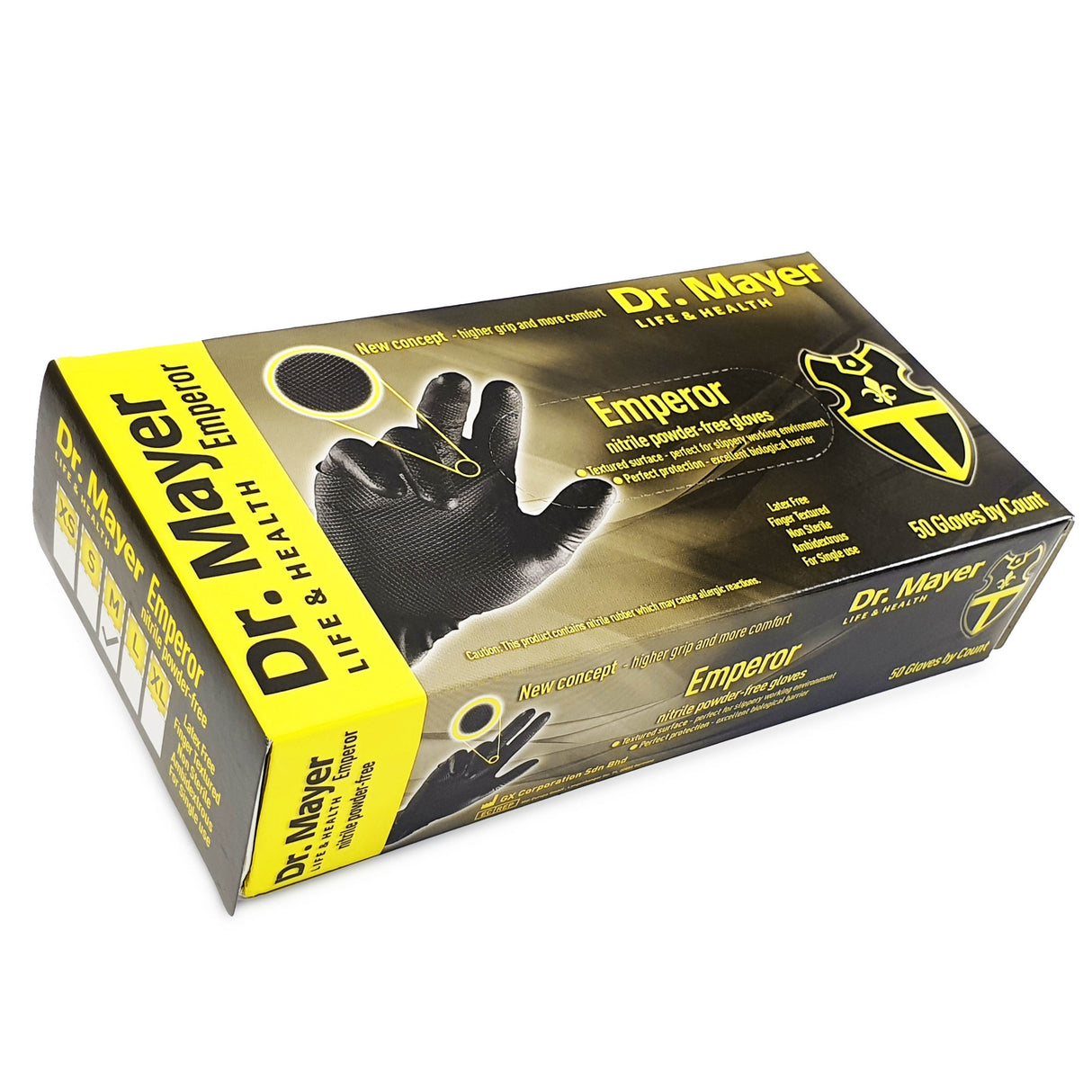Manusi extrem de rezistente, din nitril, texturate, nepudrate,EMPEROR DR MAYER marimea M de unica folosinta, (50buc/set)