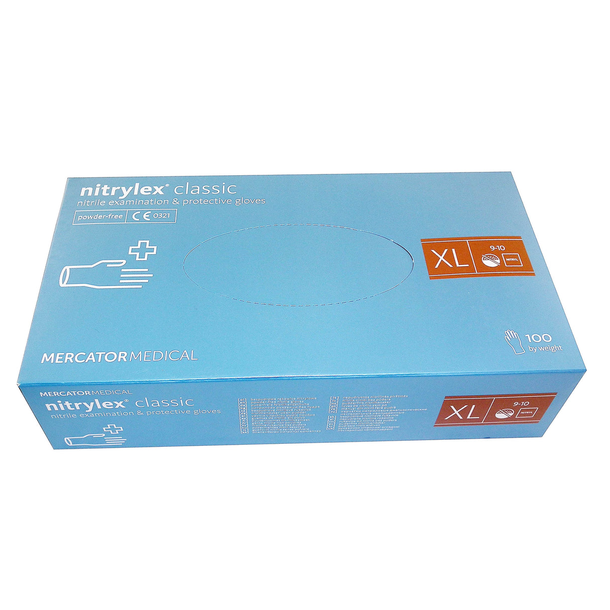 Manusi nitril albastre, nepudrate, NITRYLEX XL, medicale, pentru examinare, de unica folosinta, (100buc/set)