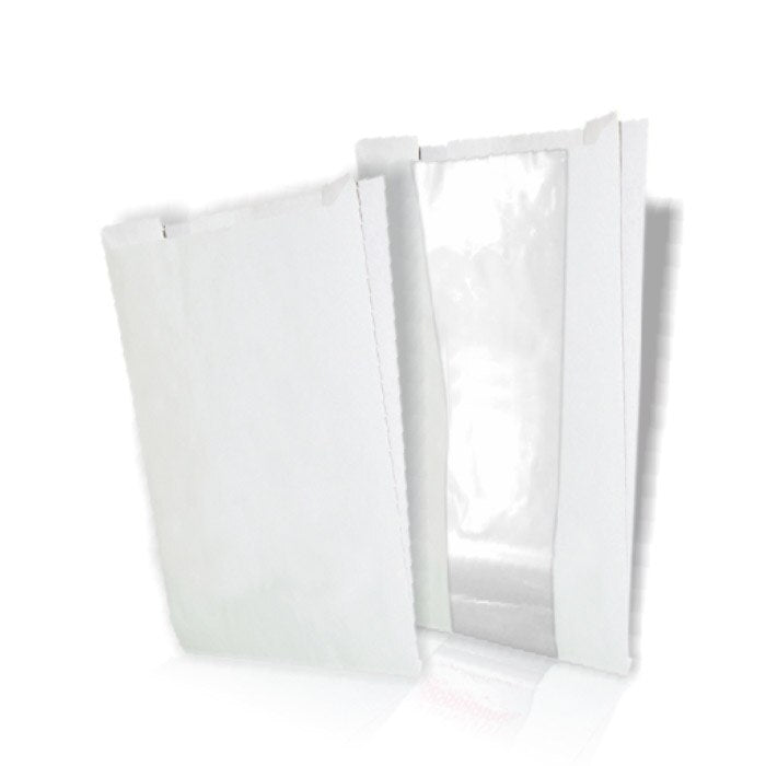 Punga hartie alba cu fereastra 20x8x26 cm, (100buc/set)