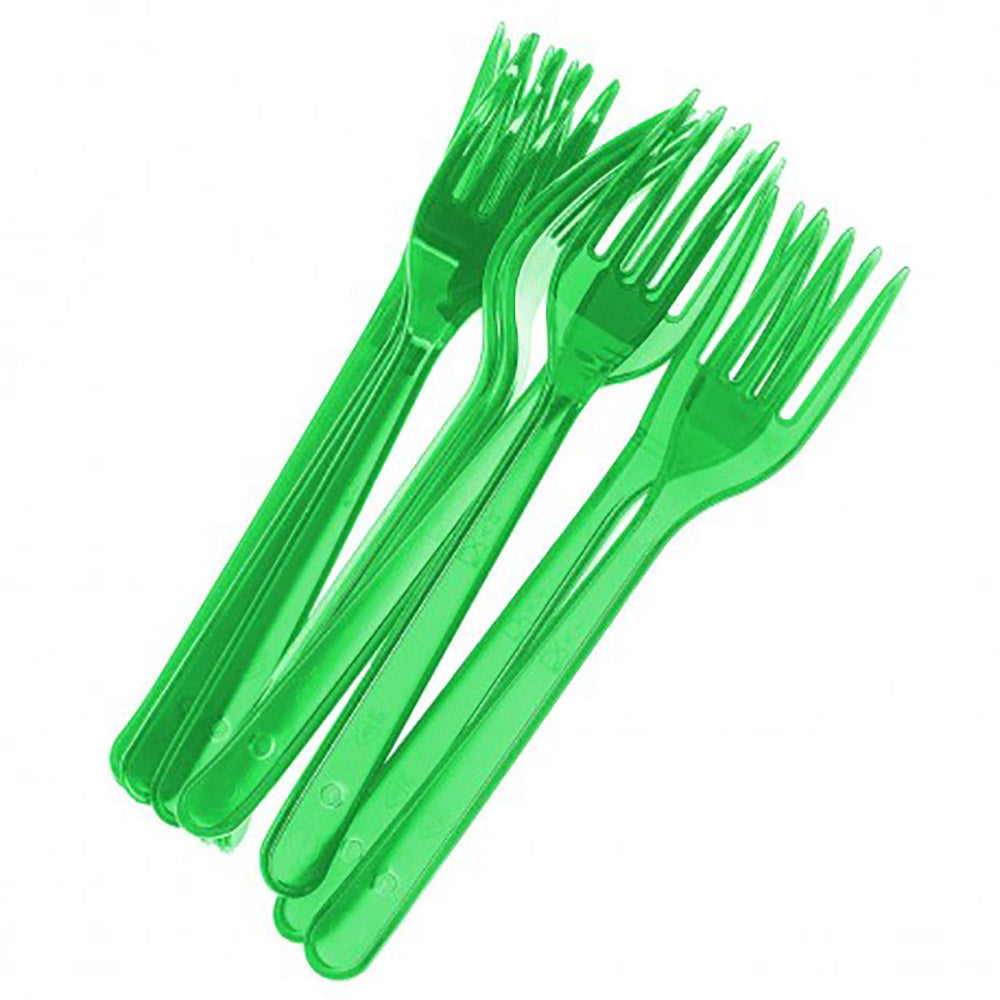 Furculite de plastic cristal verde, (25buc/set)