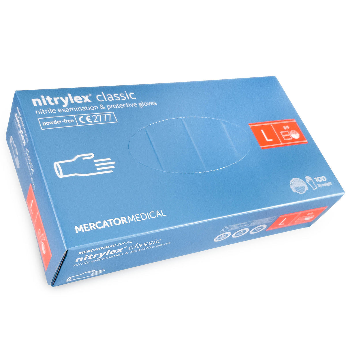 Manusi nitril albastre, nepudrate, NITRYLEX L, medicale, pentru examinare, de unica folosinta, (100buc/set)