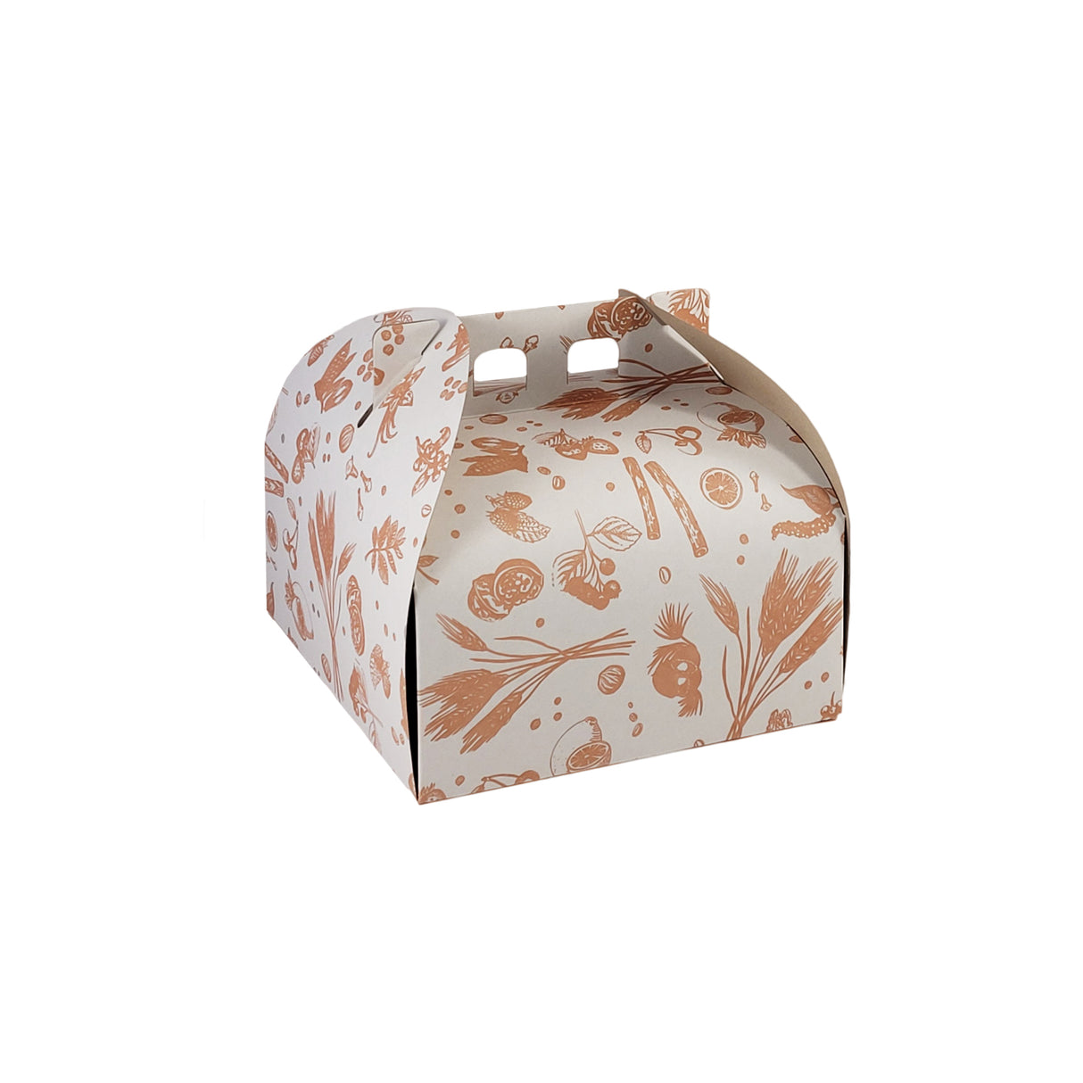 Cutie pentru tort, alb cu imprimeu floral, 20x20x12.5cm