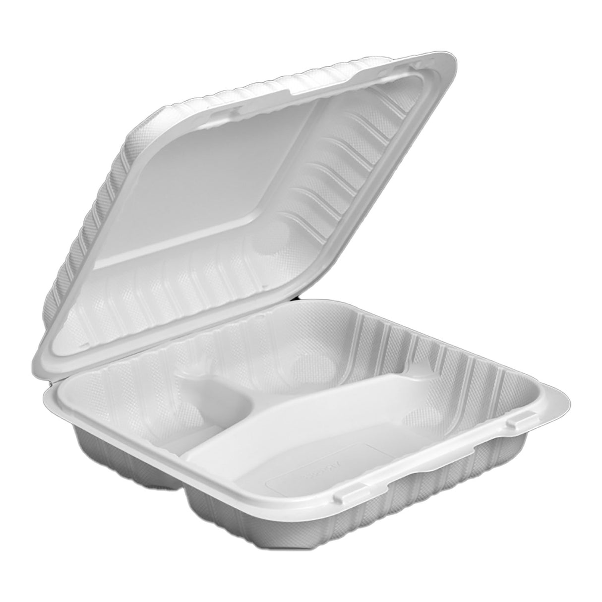 Caserola pentru catering, 3 compartimente, biodegradabilă, 21x21 cm, (50buc/set)