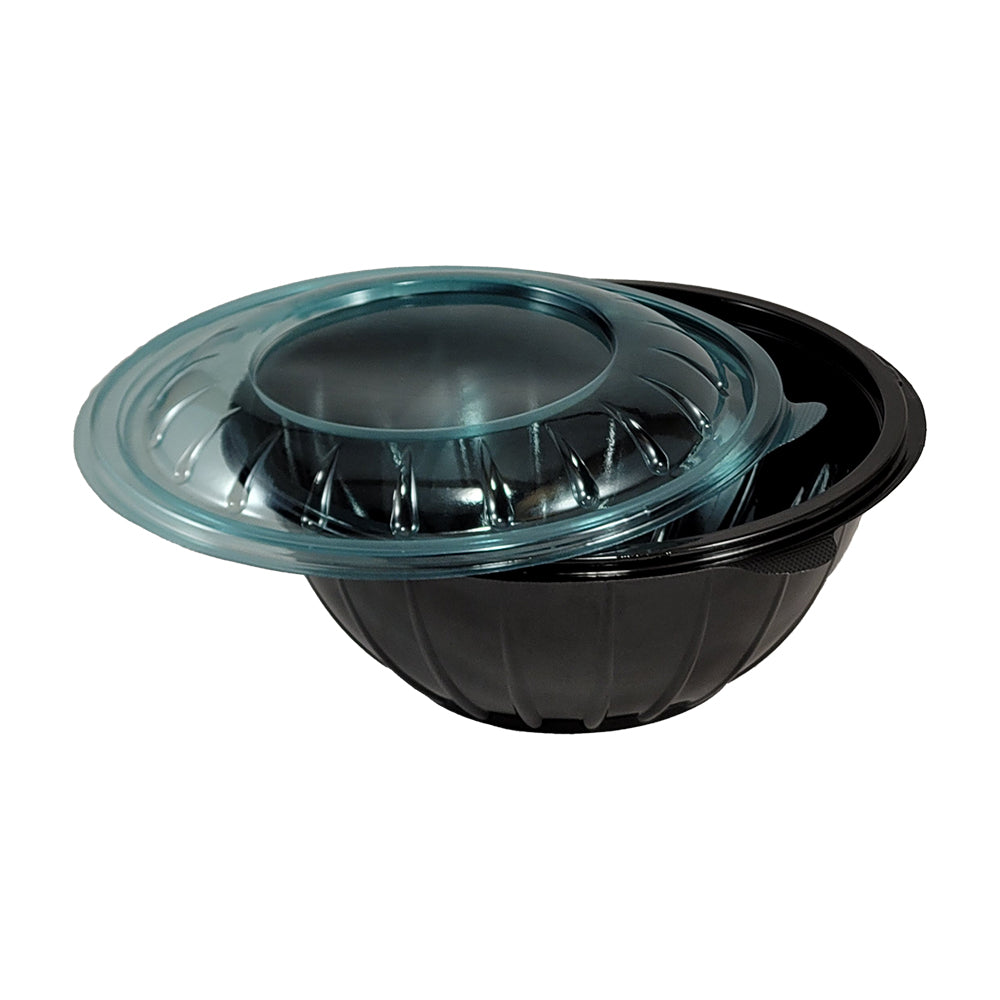 Bol pentru salată, negru, cu capac transparent, 1000cc, (75 buc/set)