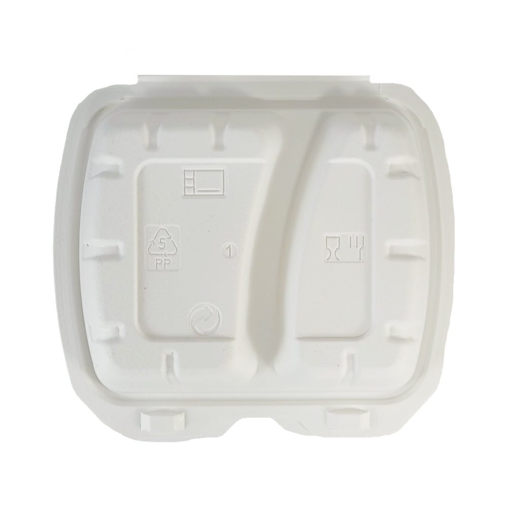 Caserolă pentru catering, cu capac atașat, polipropilenă, 2 compartimente, 22x19 cm, (100 buc/set)